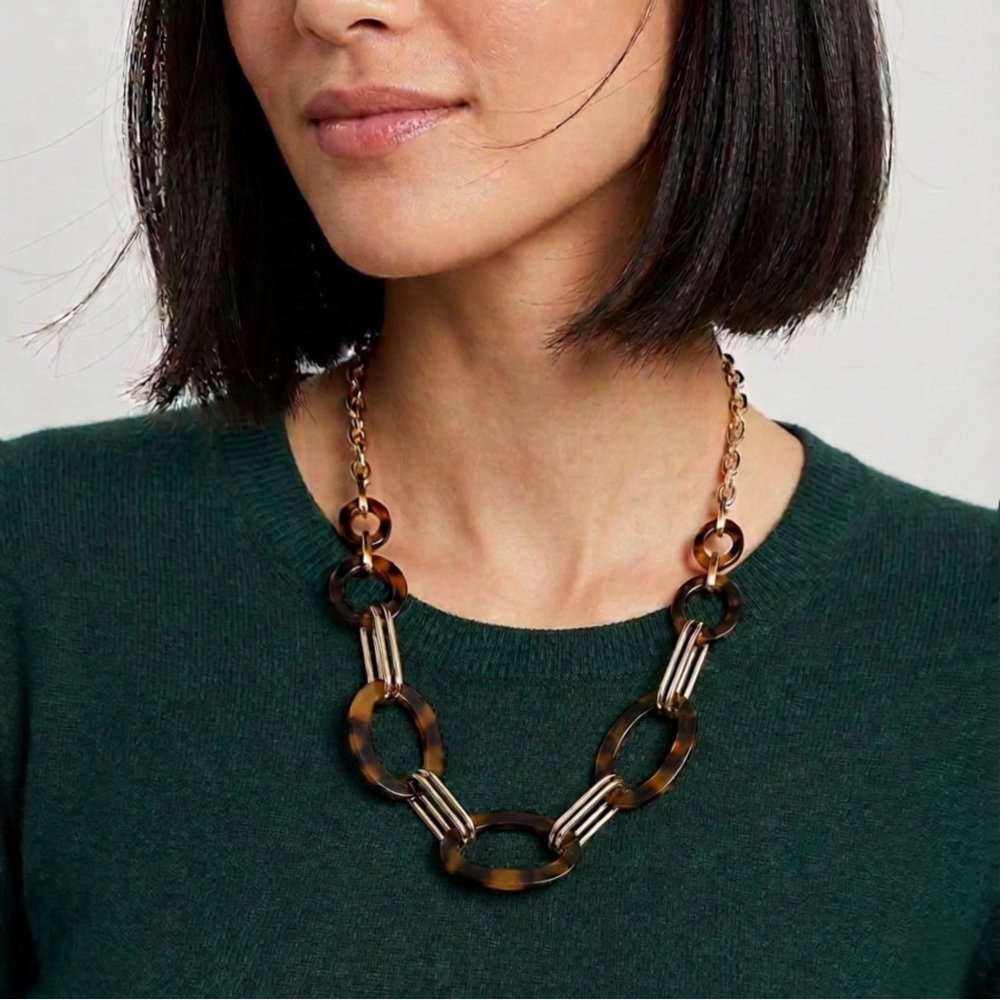 NWT LOFT Outlets Brown and Gold Statement Necklace